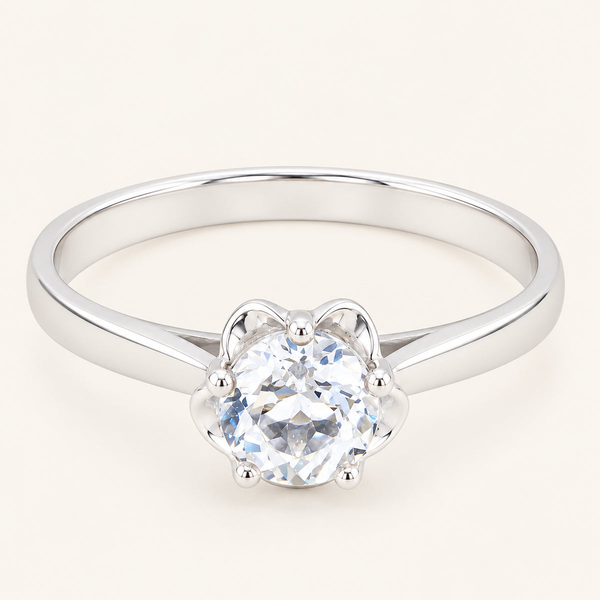 3/4 Carat Natural White Topaz Engagement Ring in Sterling Silver