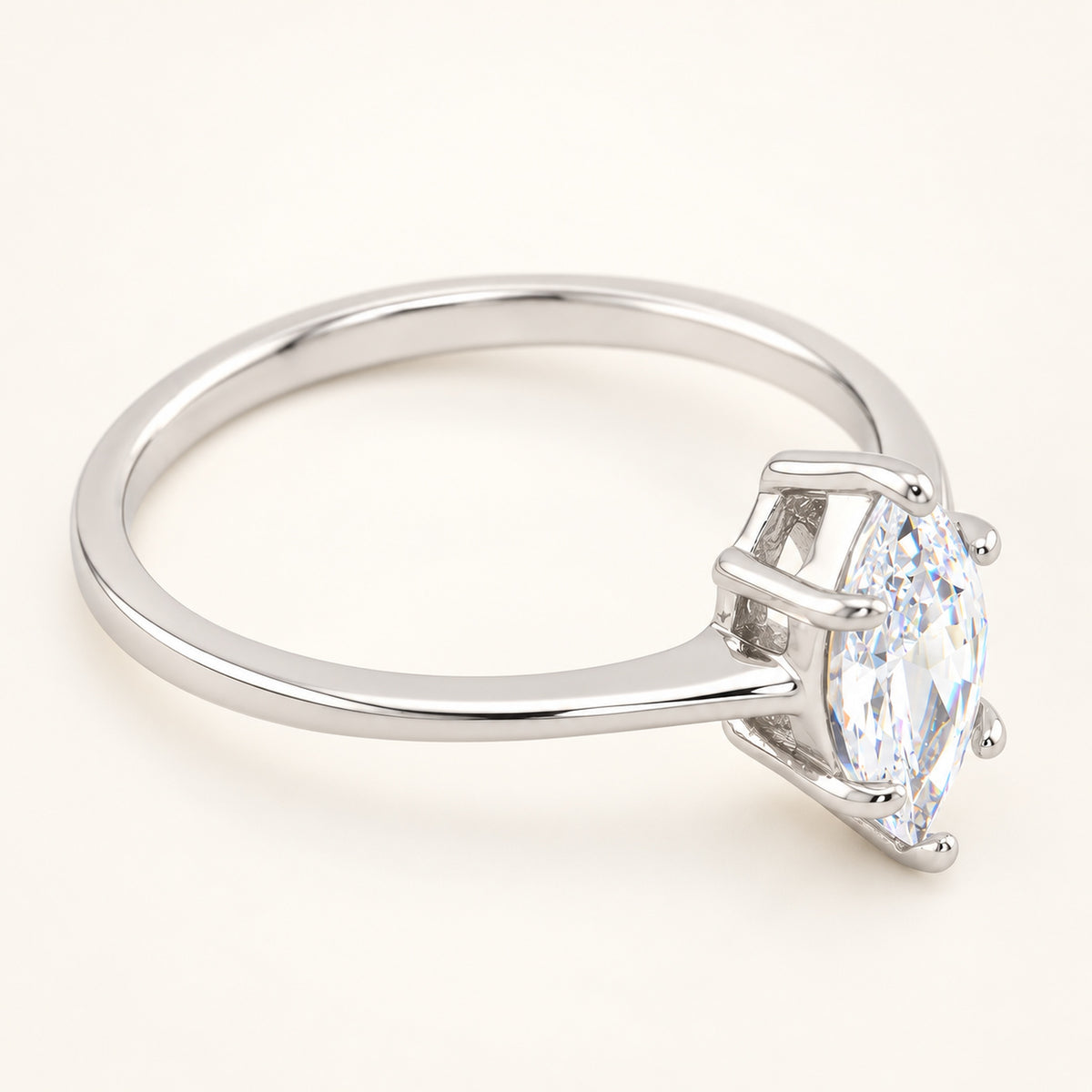 Marquise Cut Cubic Zirconia Engagement Ring in Sterling Silver