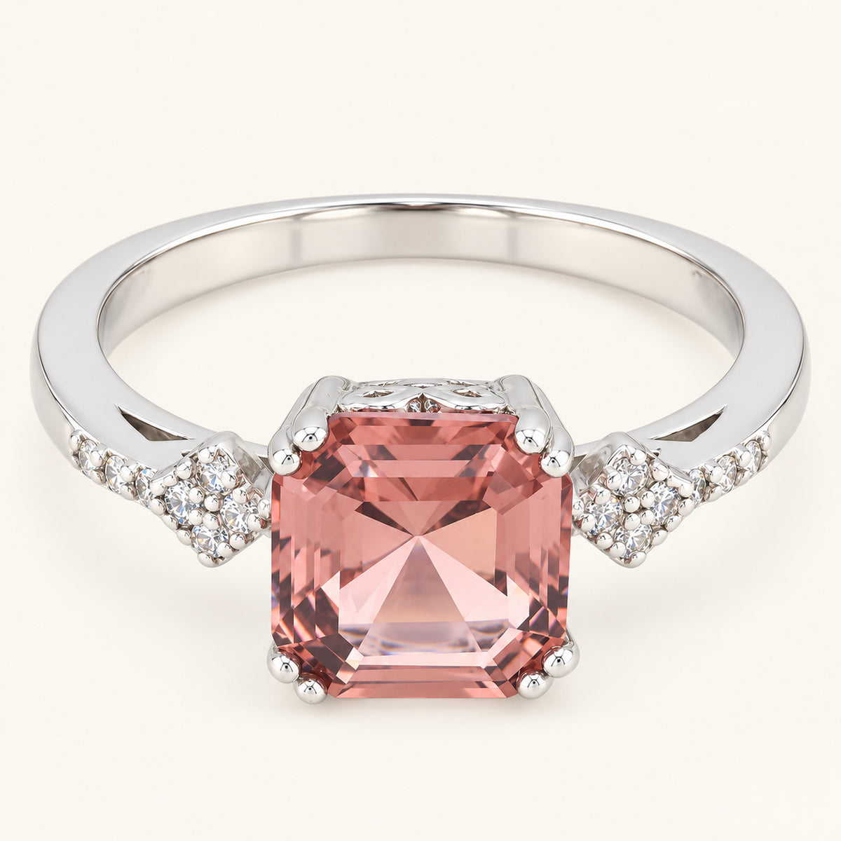 Vintage Design 1.0 Carat Cubic Zirconia Simulated Morganite Ring