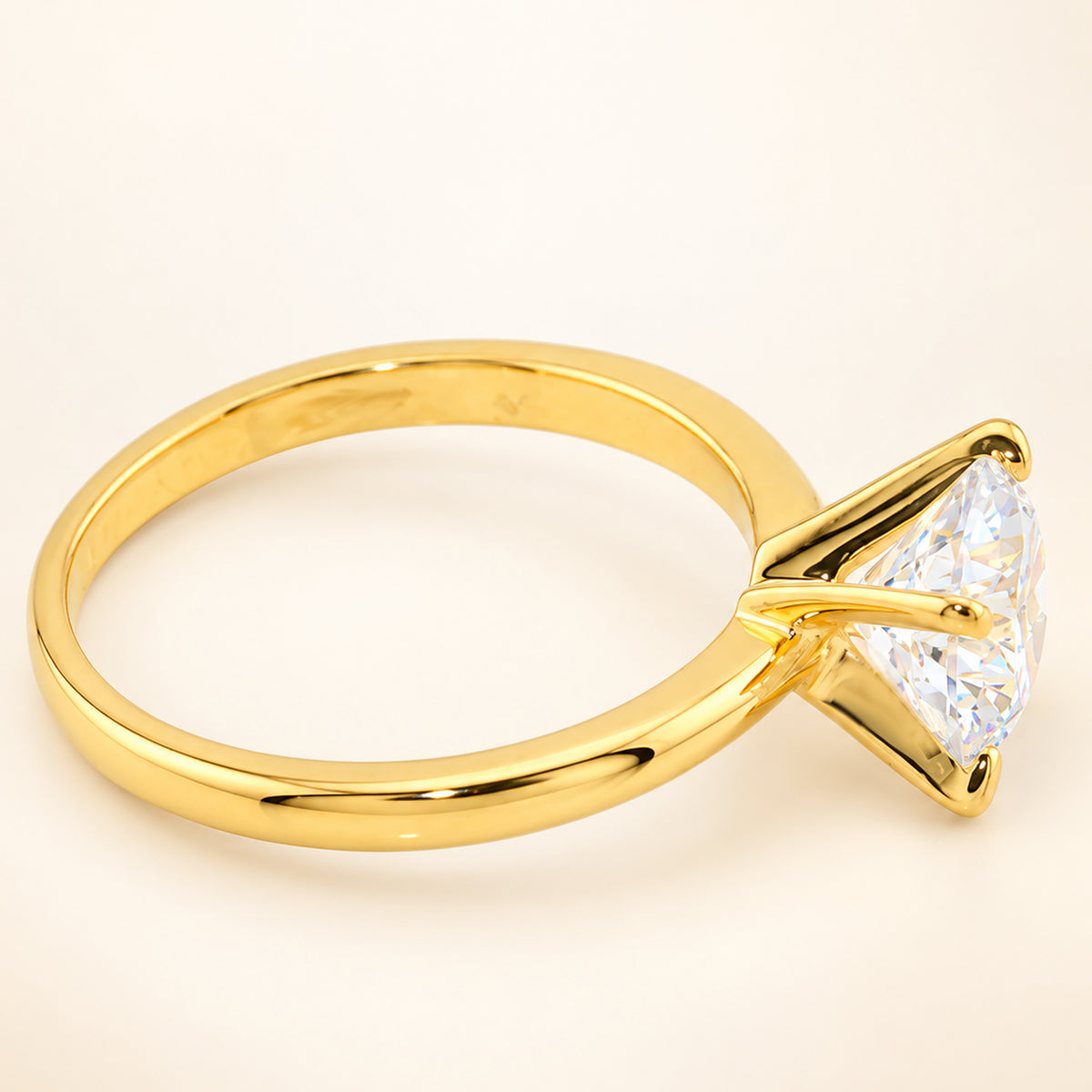 1 Carat Round Solitaire Gold Plated Silver Engagement Ring