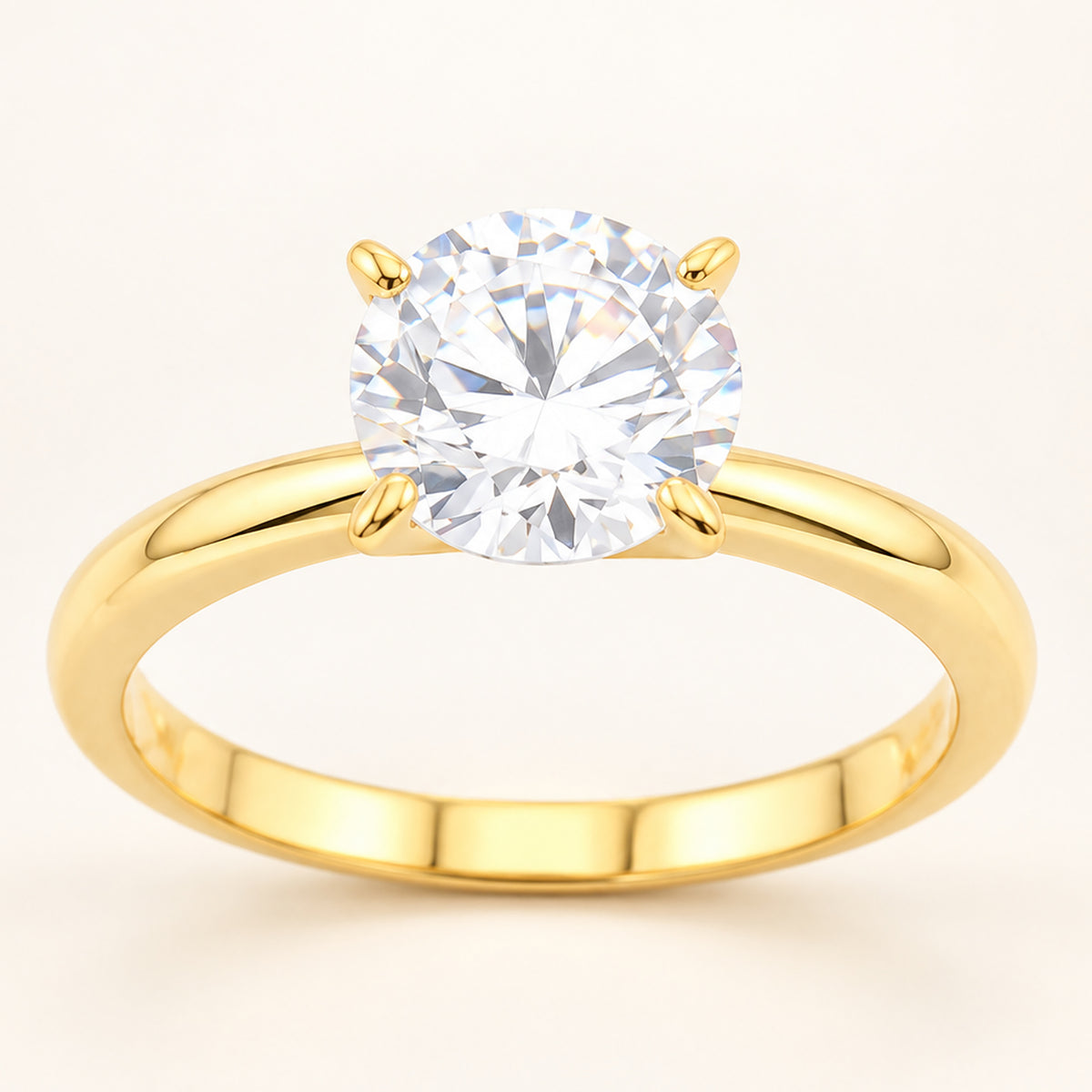 1 Carat Round Solitaire Gold Plated Silver Engagement Ring