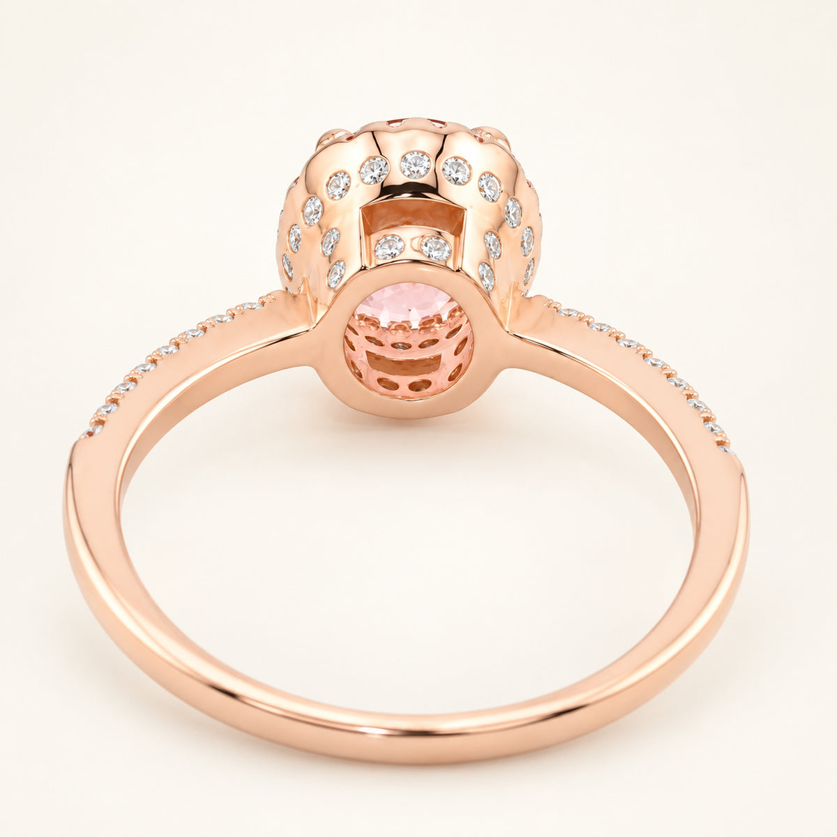 Oval Cut Cubic Zirconia Engagement Ring in Rose Gold Plated Sterling Silver