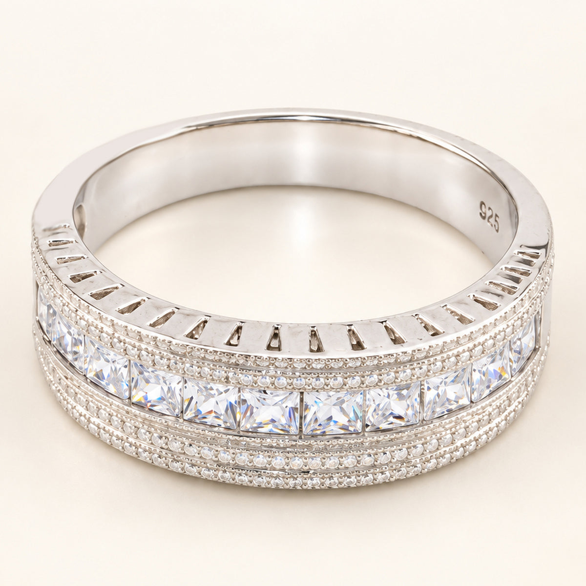 Sterling Silver CZ Wedding Ring for Men and Women