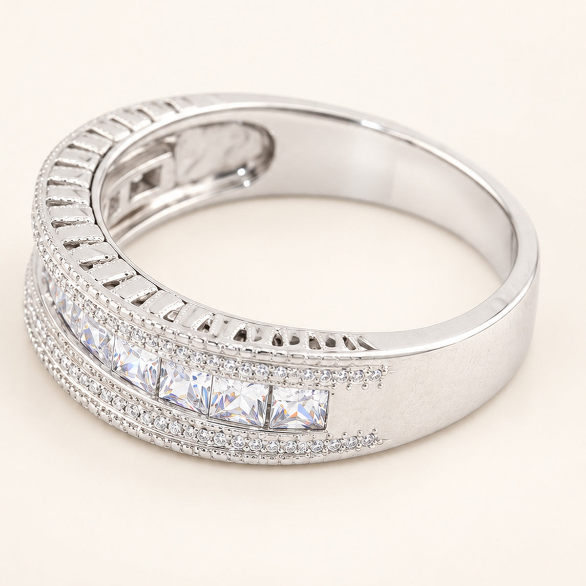 Sterling Silver CZ Wedding Ring for Men and Women
