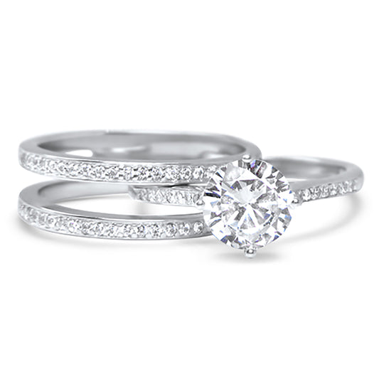 Realistic 1 Carat Solitaire CZ Wedding Engagement Ring Set