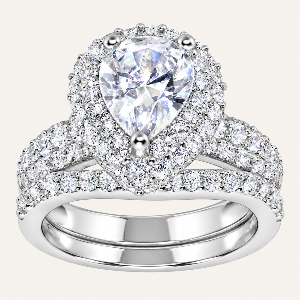Pear Cut Wedding Engagement Ring Set