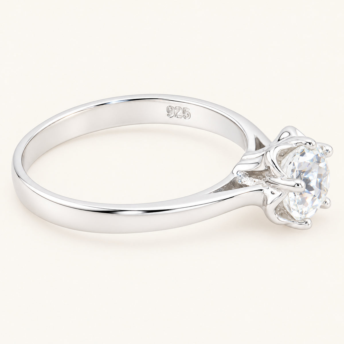 3/4 Carat Natural White Topaz Engagement Ring in Sterling Silver
