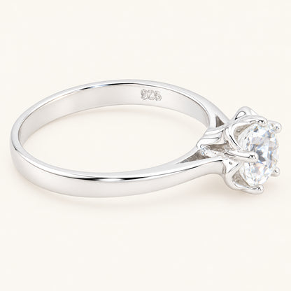 3/4 Carat Natural White Topaz Engagement Ring in Sterling Silver