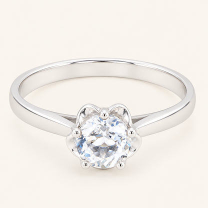 3/4 Carat Natural White Topaz Engagement Ring in Sterling Silver