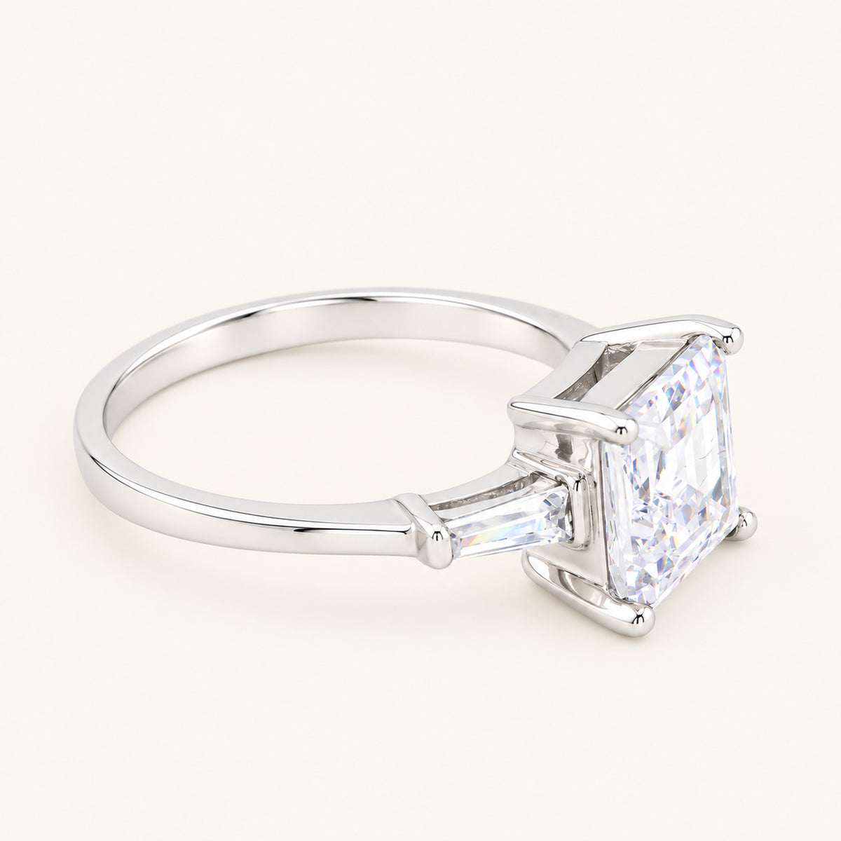 Princess Cut Cubic Zirconia Sterling Silver Engagement Ring