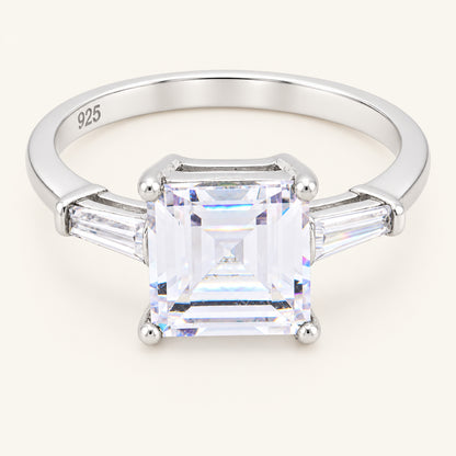 Princess Cut Cubic Zirconia Sterling Silver Engagement Ring