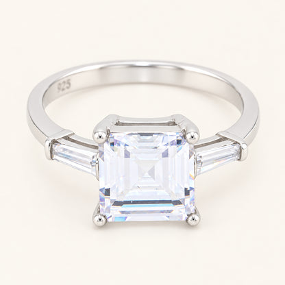 Princess Cut Cubic Zirconia Sterling Silver Engagement Ring