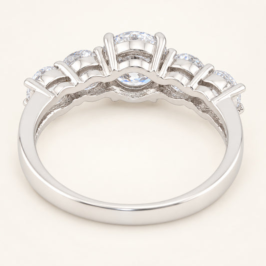 Round Brilliant Cut Multi Stone Engagement Ring Sterling Silver