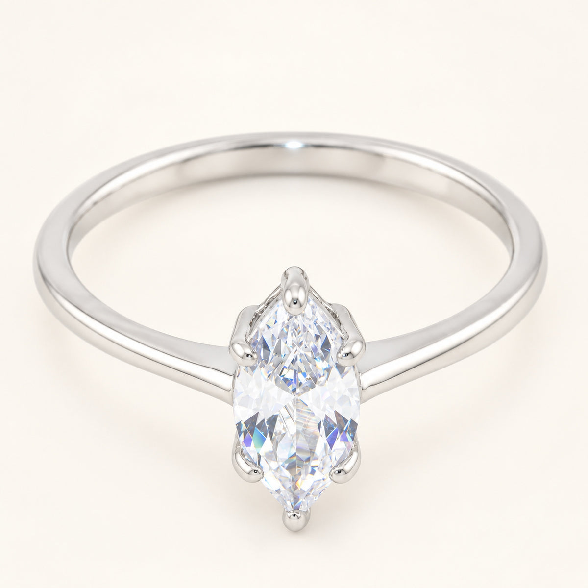 Marquise Cut Cubic Zirconia Engagement Ring in Sterling Silver