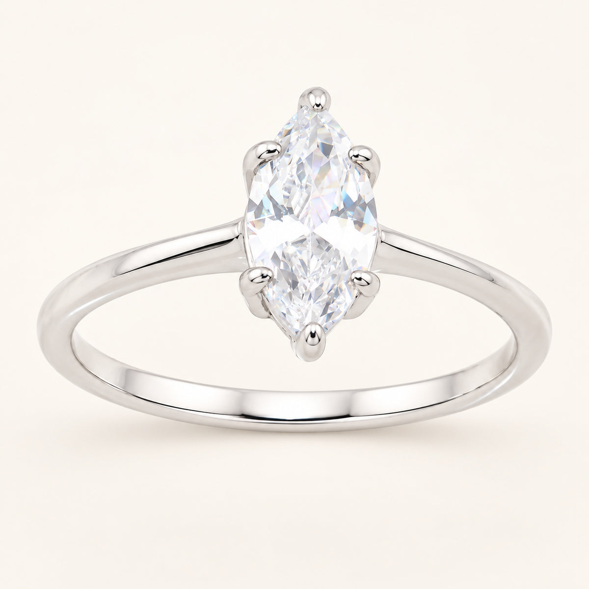 Marquise Cut Cubic Zirconia Engagement Ring in Sterling Silver