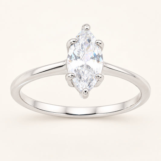 Marquise Cut Cubic Zirconia Engagement Ring in Sterling Silver
