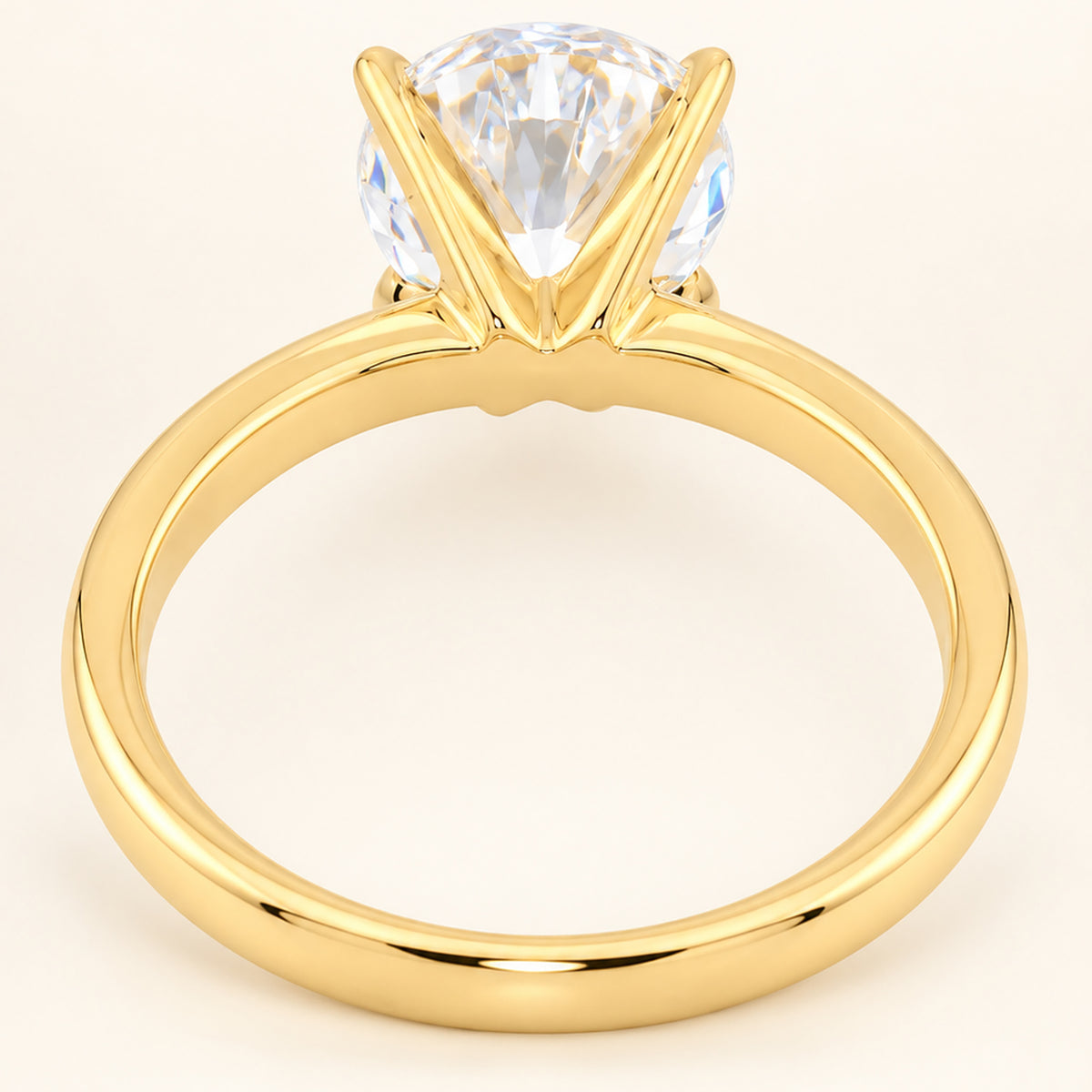 1 Carat Round Solitaire Gold Plated Silver Engagement Ring