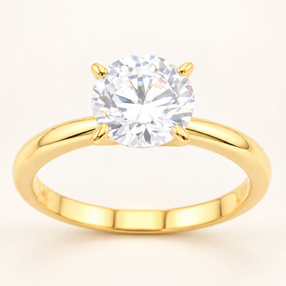 1 Carat Round Solitaire Gold Plated Silver Engagement Ring