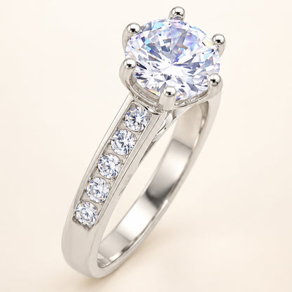 Round Brilliant Solitaire Cubic Zirconia Engagement Ring Sterling Silver