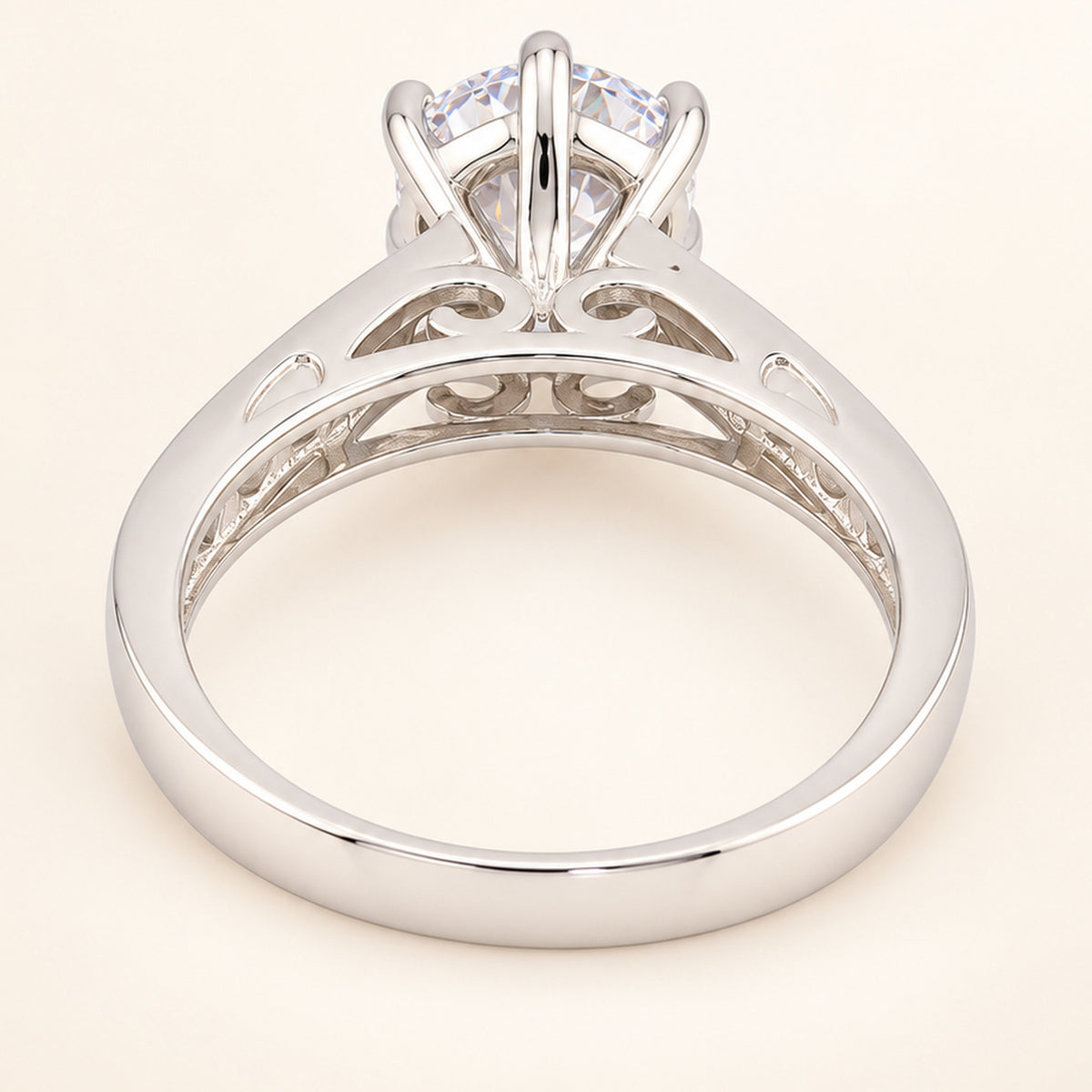Round Brilliant Solitaire Cubic Zirconia Engagement Ring Sterling Silver