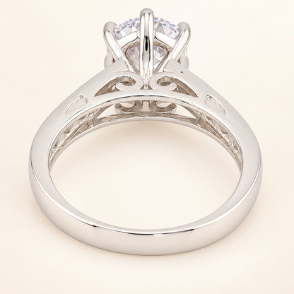 Round Brilliant Solitaire Cubic Zirconia Engagement Ring Sterling Silver