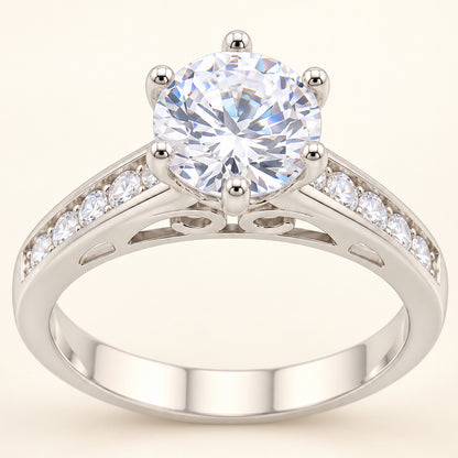 Round Brilliant Solitaire Cubic Zirconia Engagement Ring Sterling Silver