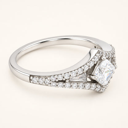 1/2 Carat Diamond Shaped Cubic Zirconia Engagement Ring Sterling Silver