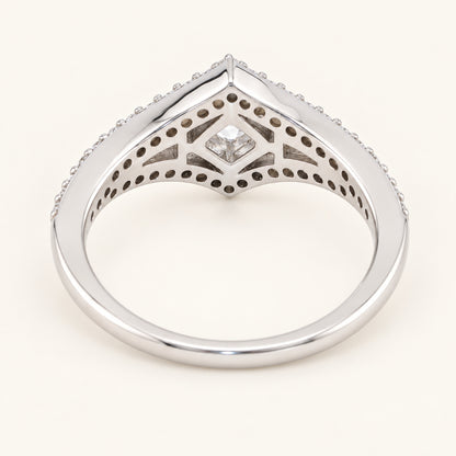 1/2 Carat Diamond Shaped Cubic Zirconia Engagement Ring Sterling Silver
