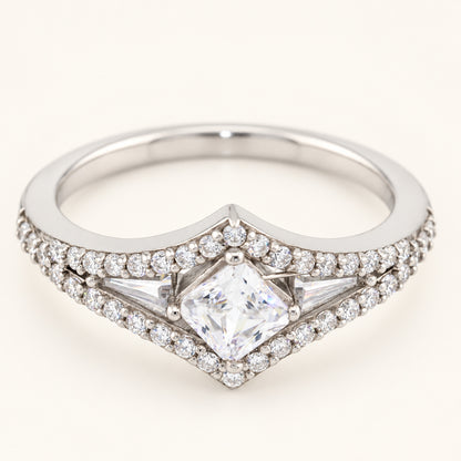 1/2 Carat Diamond Shaped Cubic Zirconia Engagement Ring Sterling Silver