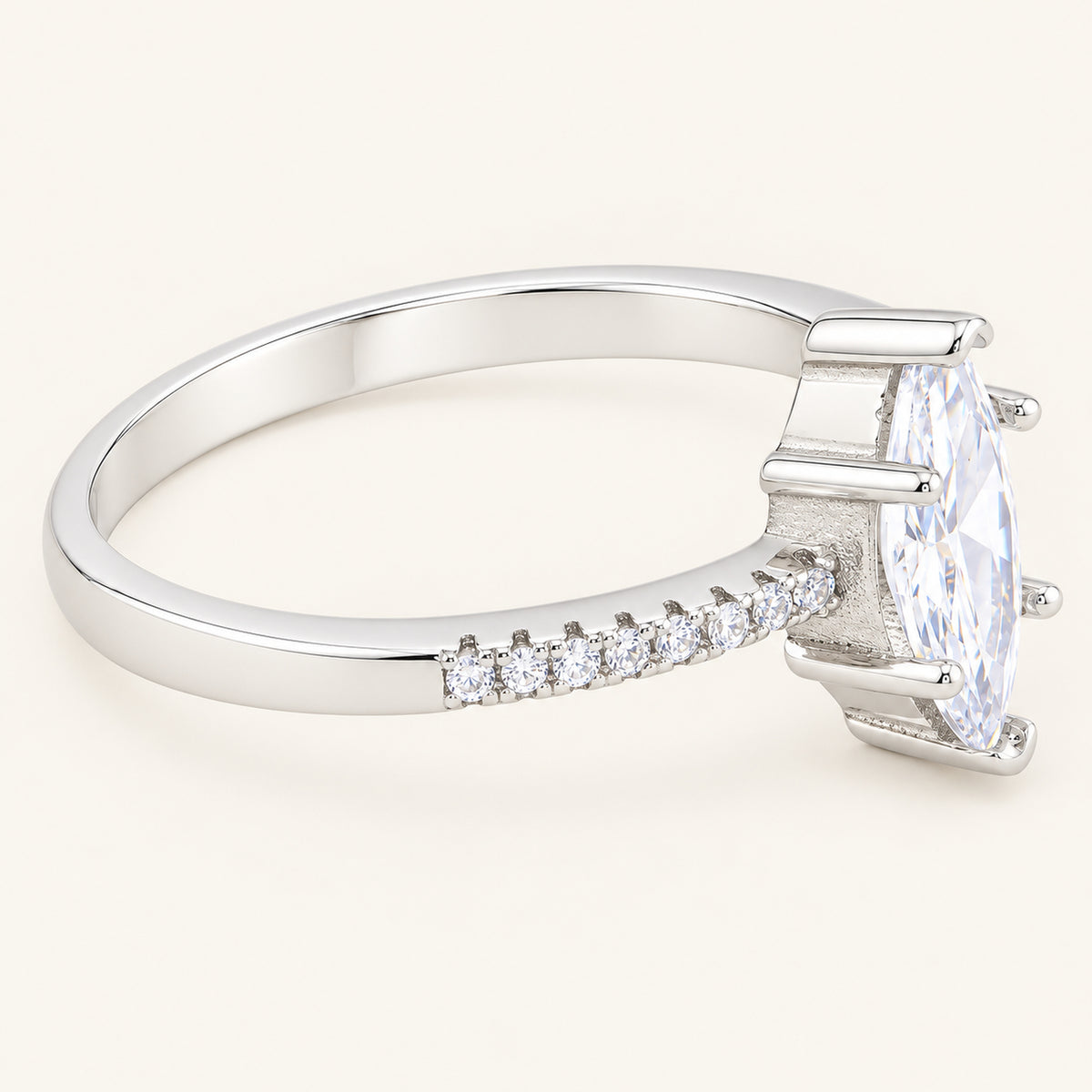 Marquise Cut CZ Engagement Ring in Sterling Silver