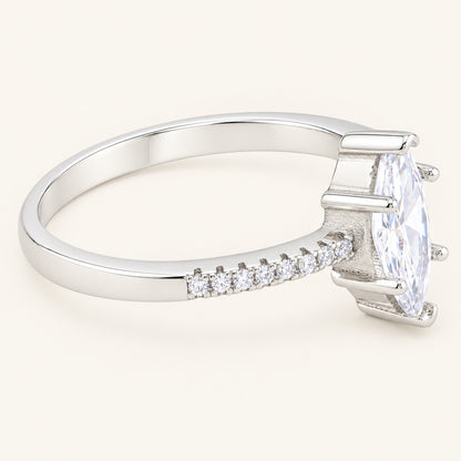 Marquise Cut CZ Engagement Ring in Sterling Silver