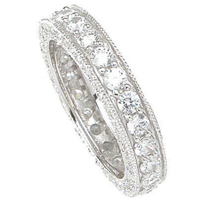CZ Sterling Silver Vintage Anniversary Wedding Band Ring for Women