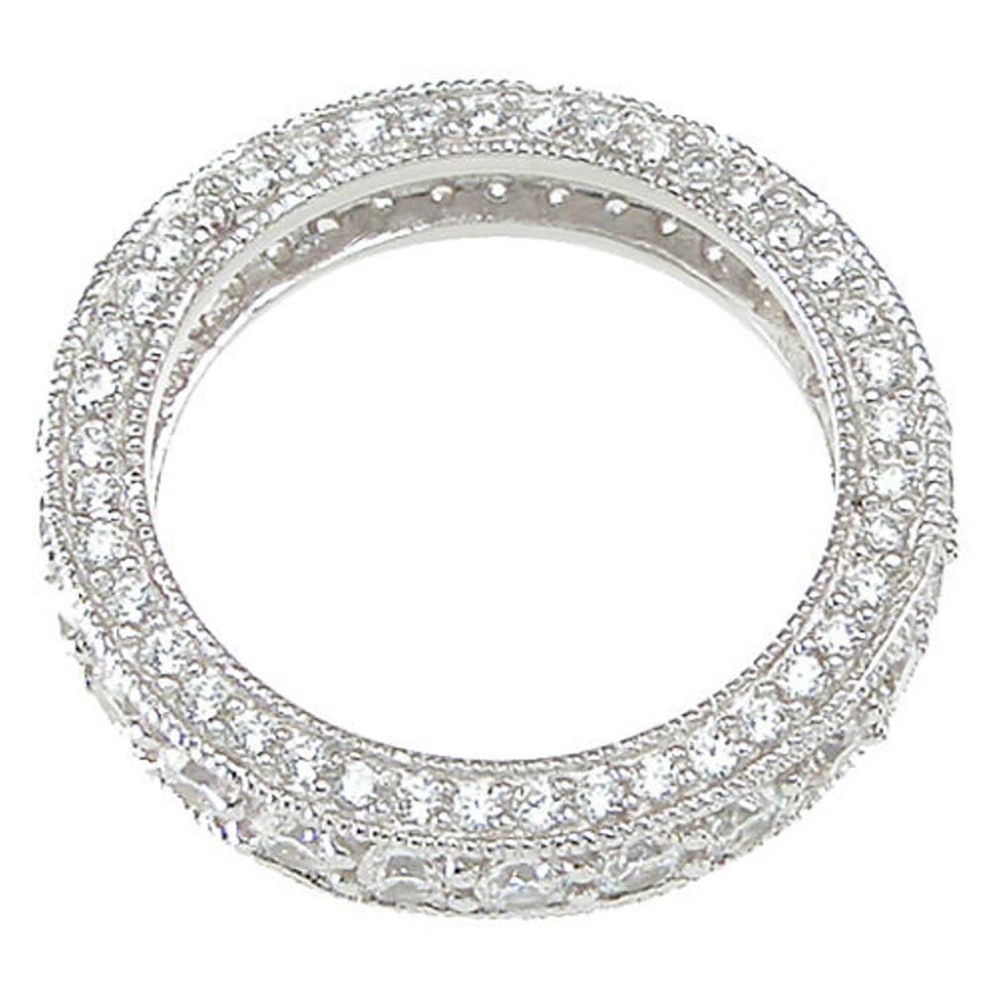 CZ Sterling Silver Vintage Anniversary Wedding Band Ring for Women