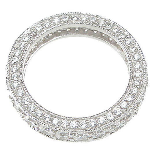 CZ Sterling Silver Vintage Anniversary Wedding Band Ring for Women