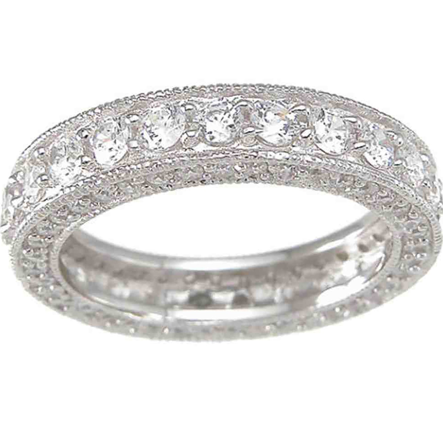 CZ Sterling Silver Vintage Anniversary Wedding Band Ring for Women