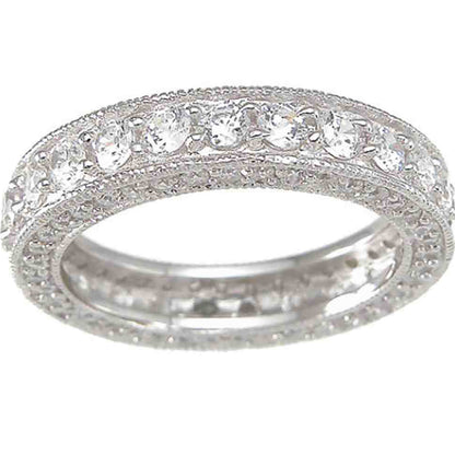 CZ Sterling Silver Vintage Anniversary Wedding Band Ring for Women