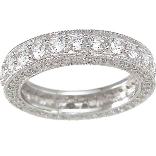 CZ Sterling Silver Vintage Anniversary Wedding Band Ring for Women