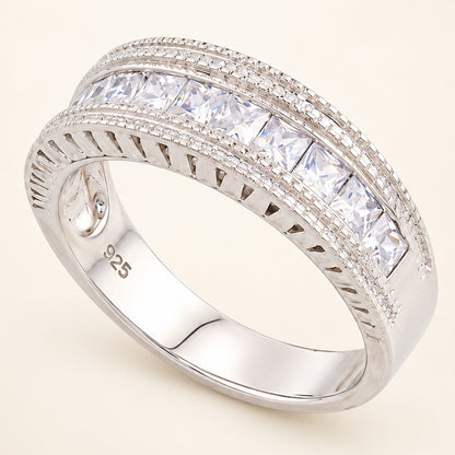 Sterling Silver CZ Wedding Ring for Men and Women