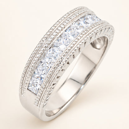 Sterling Silver CZ Wedding Ring for Men and Women