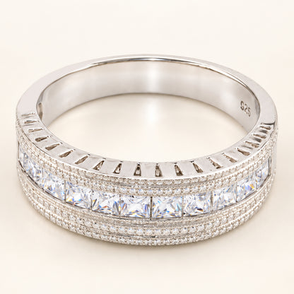 Sterling Silver CZ Wedding Ring for Men and Women