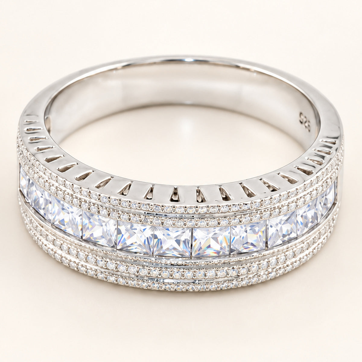 Sterling Silver CZ Wedding Ring for Men and Women