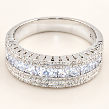 Sterling Silver CZ Wedding Ring for Men and Women