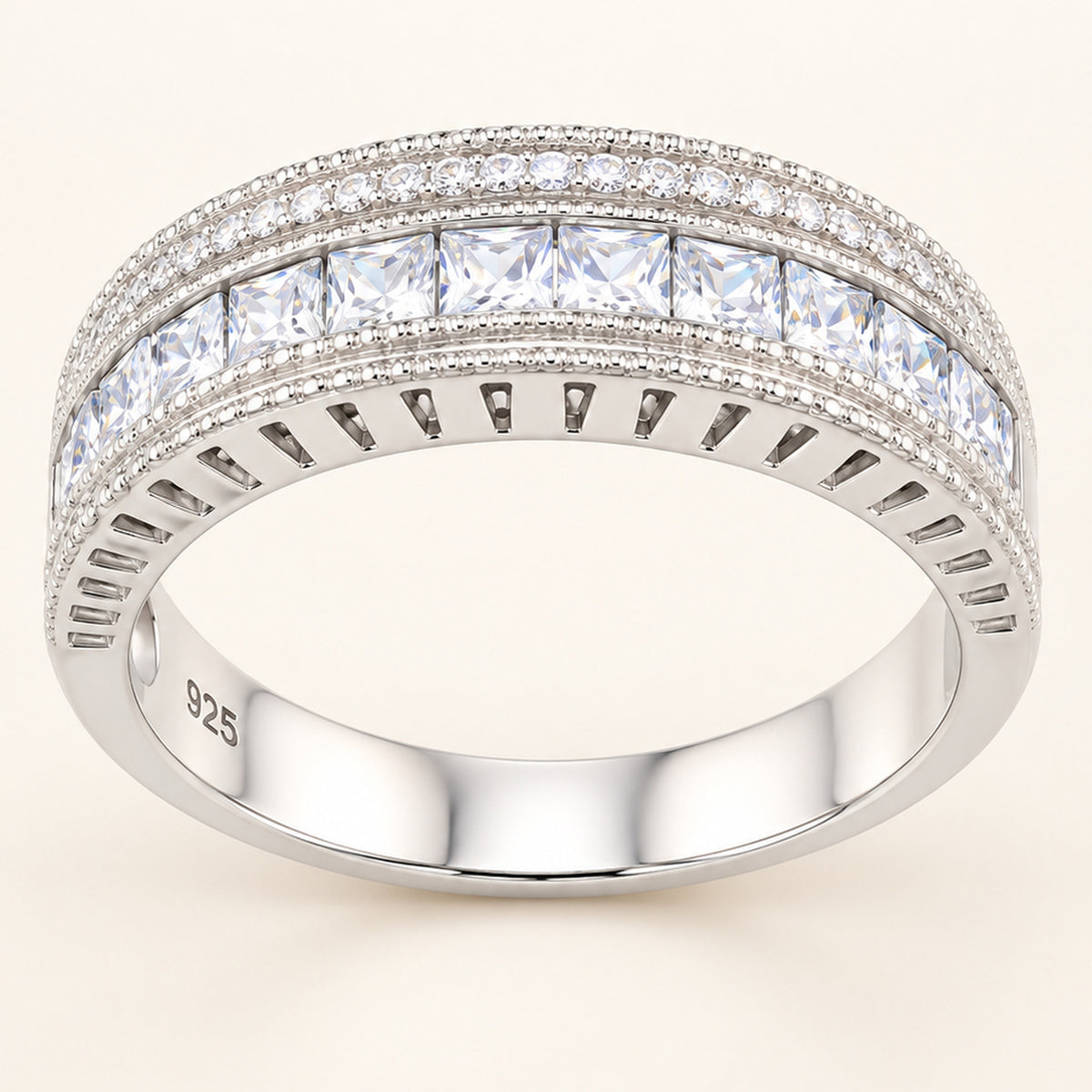 Sterling Silver CZ Wedding Ring for Men and Women
