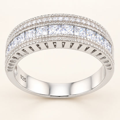 Sterling Silver CZ Wedding Ring for Men and Women