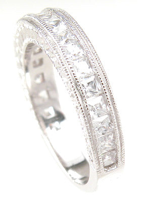 CZ Sterling Silver Wedding Band Ring for Women