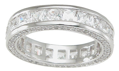 Cubic Zirconia Princess Cut CZ Anniversary Wedding Band Ring for Women