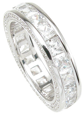 Cubic Zirconia Princess Cut CZ Anniversary Wedding Band Ring for Women