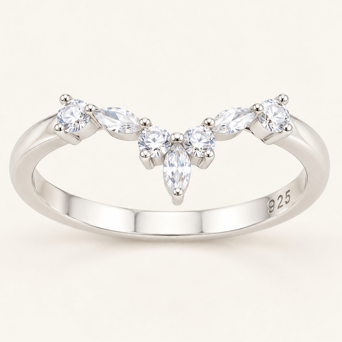 Art Deco Cubic Zirconia CZ Sterling Silver Wedding Band Guard Ring