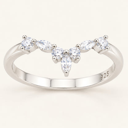 Art Deco Cubic Zirconia CZ Sterling Silver Wedding Band Guard Ring