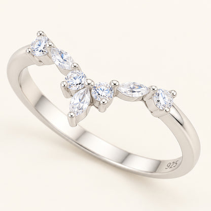 Art Deco Cubic Zirconia CZ Sterling Silver Wedding Band Guard Ring